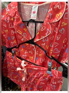 NWT Sleep & Co. ❤️Red Heart Pj Short Set with Pastel Hearts Medium